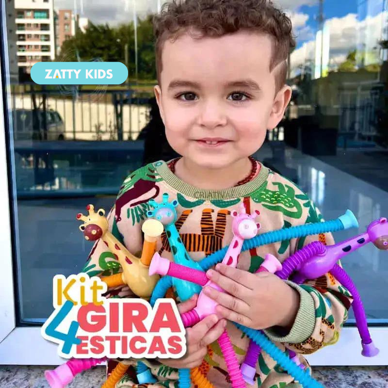 Kit com 4 Giramille - Girafas Fofas e Coloridas com Ventosa + Brinde Exclusivo