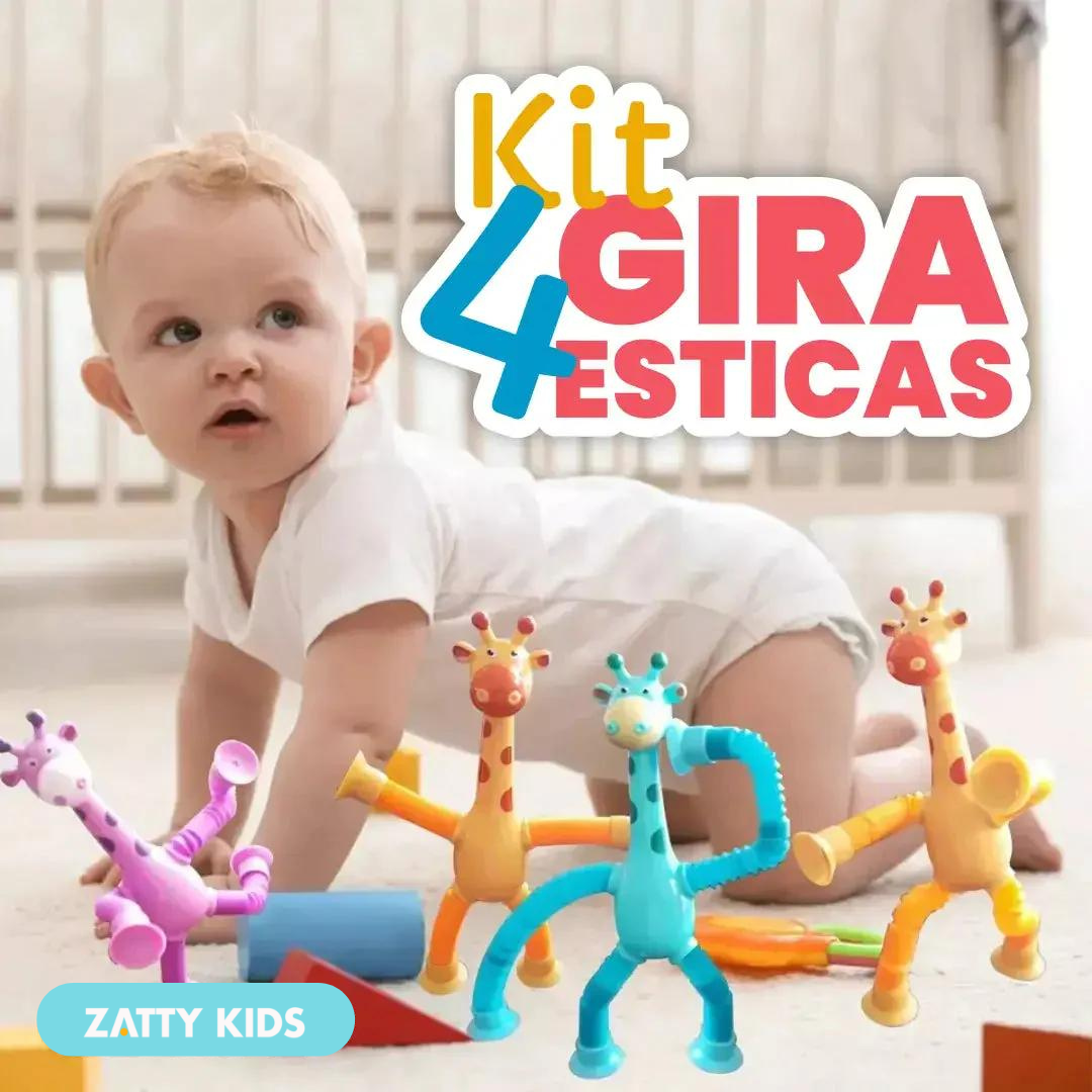 Kit com 4 Giramille - Girafas Fofas e Coloridas com Ventosa + Brinde Exclusivo