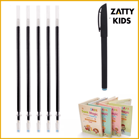 +5 Recargas de Tinta Especial para Caneta do Caderno de Caligrafia Mágico Reutilizável. - Zatty Kids