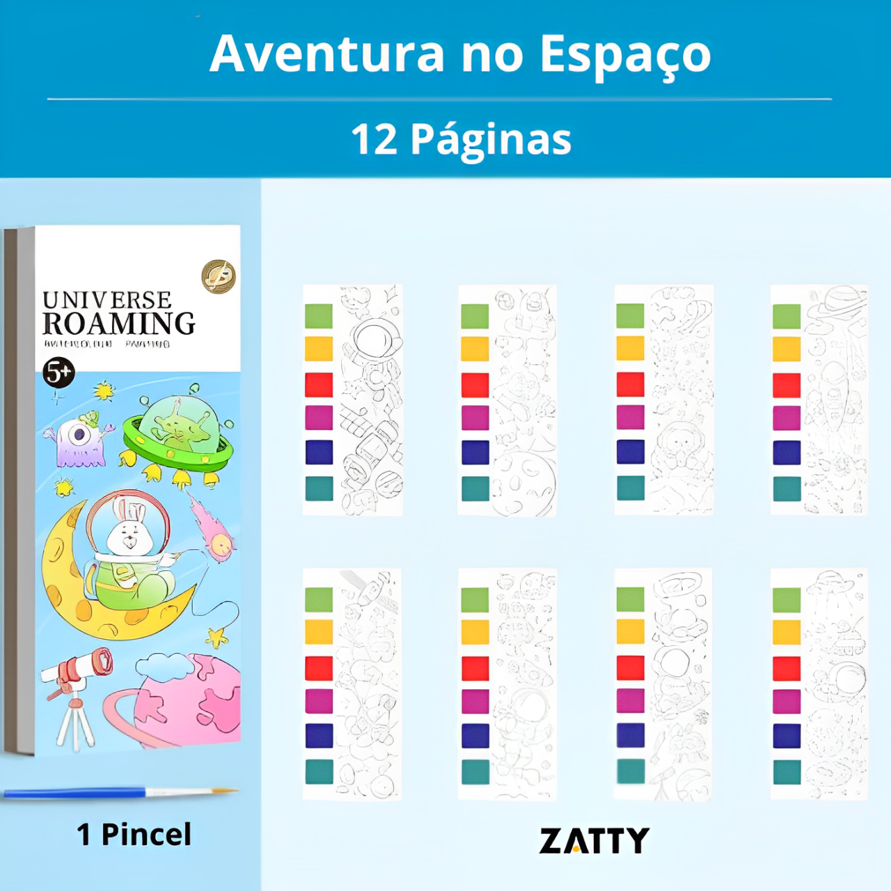 Aquarela Kids Zatty - Livro de Pintura Educativo