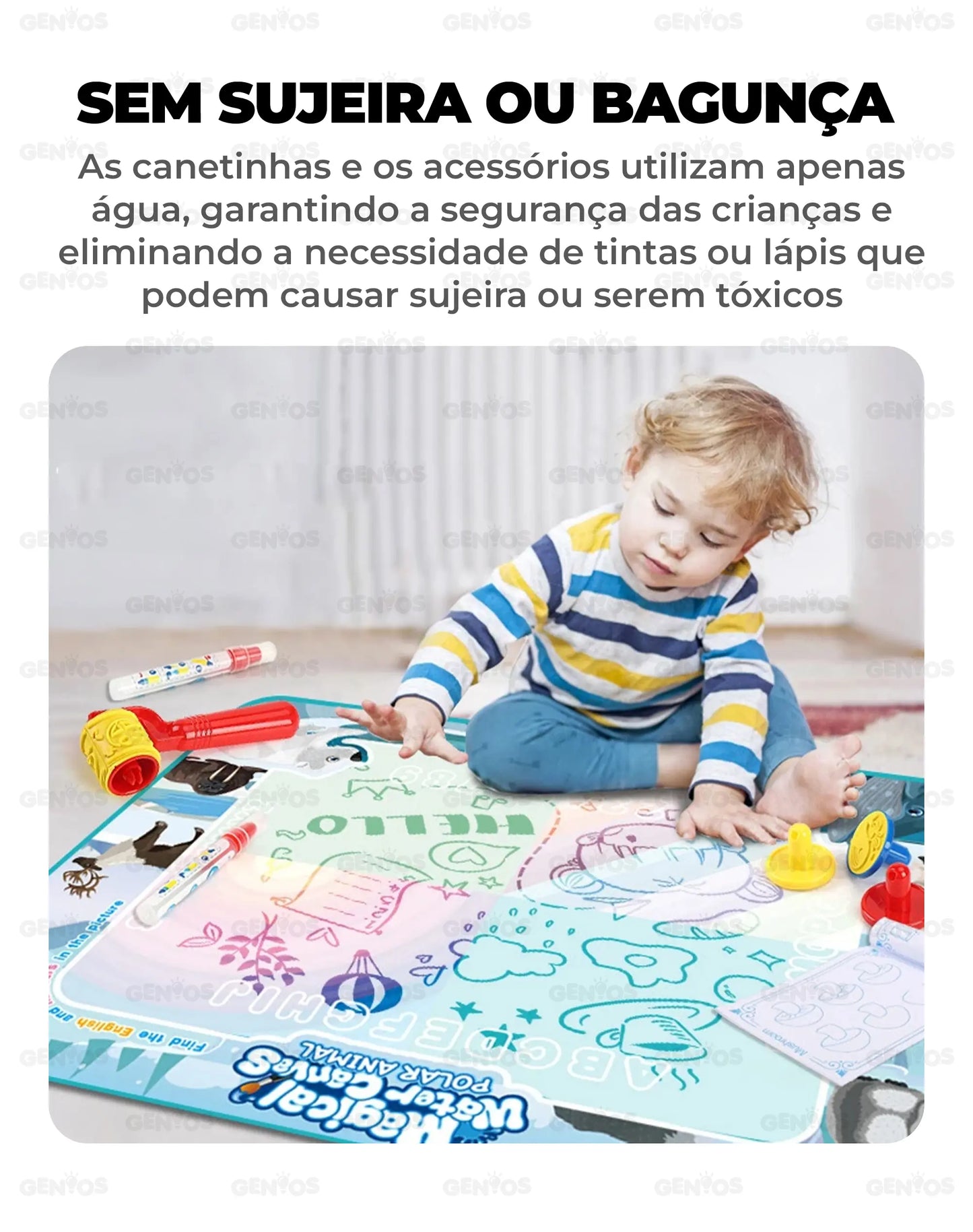 Tapete Mágico Reutilizável + Kit de Acessórios para Desenhos de Brinde