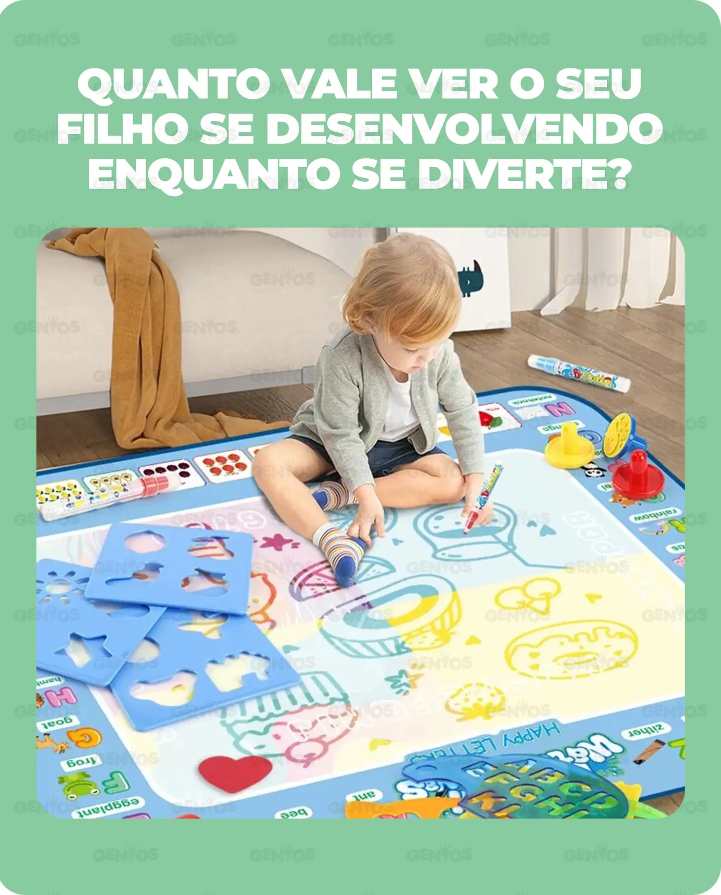 Tapete Mágico Reutilizável + Kit de Acessórios para Desenhos de Brinde