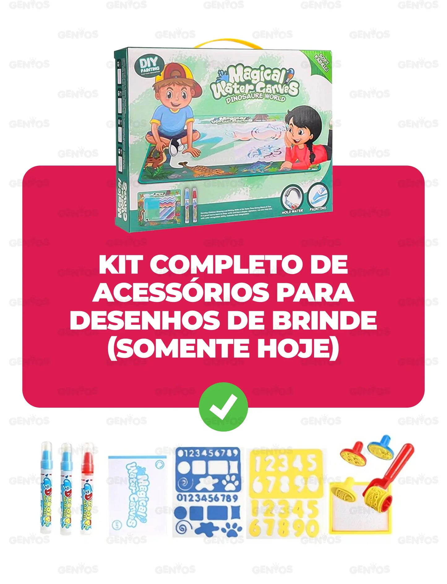 Tapete Mágico Reutilizável + Kit de Acessórios para Desenhos de Brinde