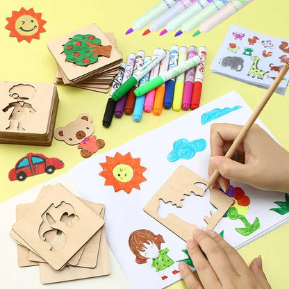 Kit Estêncil de Desenho Montessori Zatty® - 32 Peças