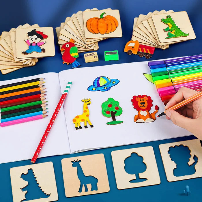 Kit Estêncil de Desenho Montessori Zatty® - 32 Peças