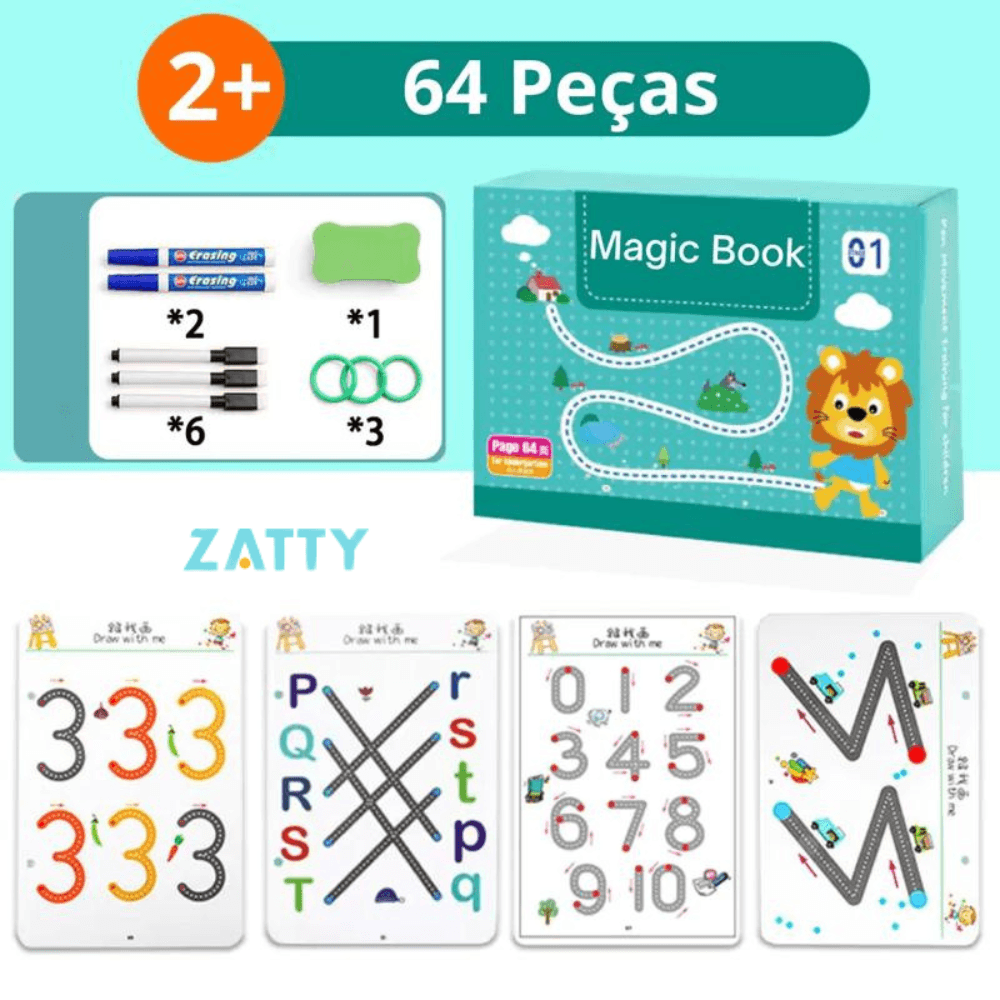 Caderno de Traço e Desenho Infantil Magic Book (Oferta Especial!) - Zatty Kids