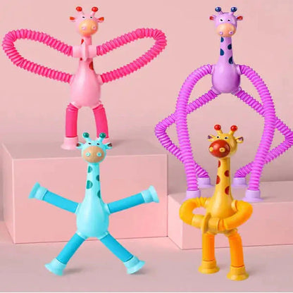 Kit com 4 Giramille - Girafas Fofas e Coloridas com Ventosa + Brinde Exclusivo