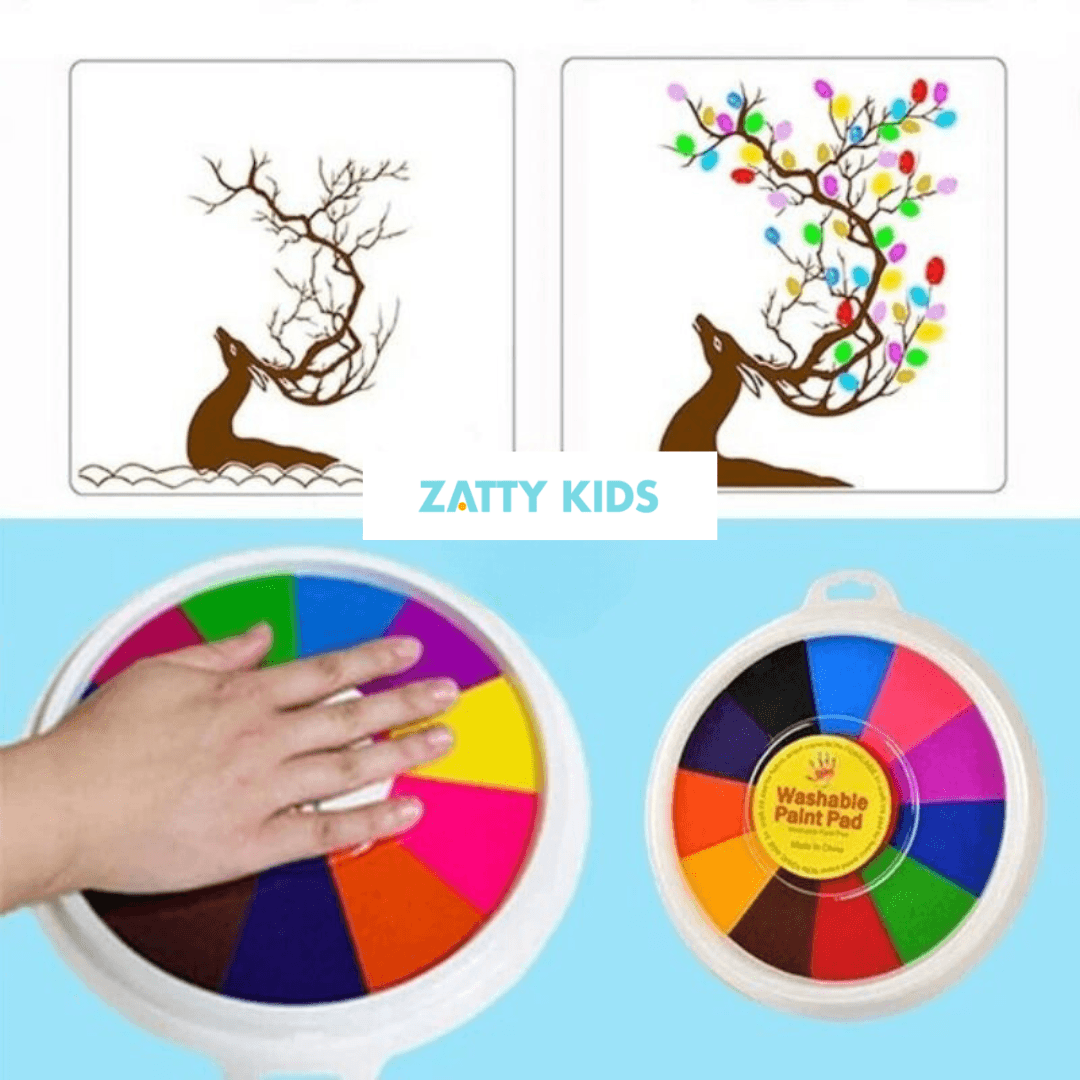 KIT Pintura Criativa - Pintura à Dedo Montessori + Álbum de Pintura (Atóxico e Lavável) - Zatty Kids