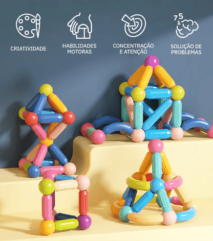Constru Kids ® - Blocos de Construção Magnéticos para Crianças - Zatty Kids